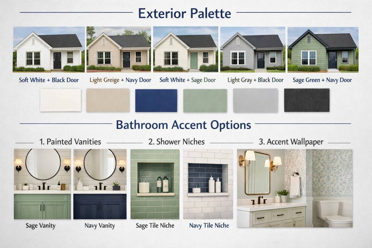 Exterior Palette & Bathroom Accent Options